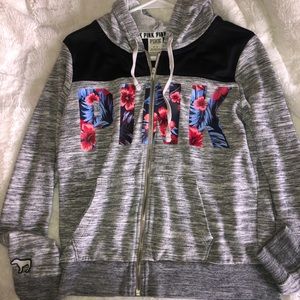 VS pink grey zip up jacket with logo